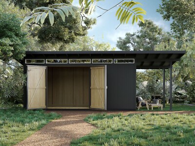 Modern Shed Plans - 8x20 - 55 Page Step-by-Step DIY Build Guide - Blueprints
