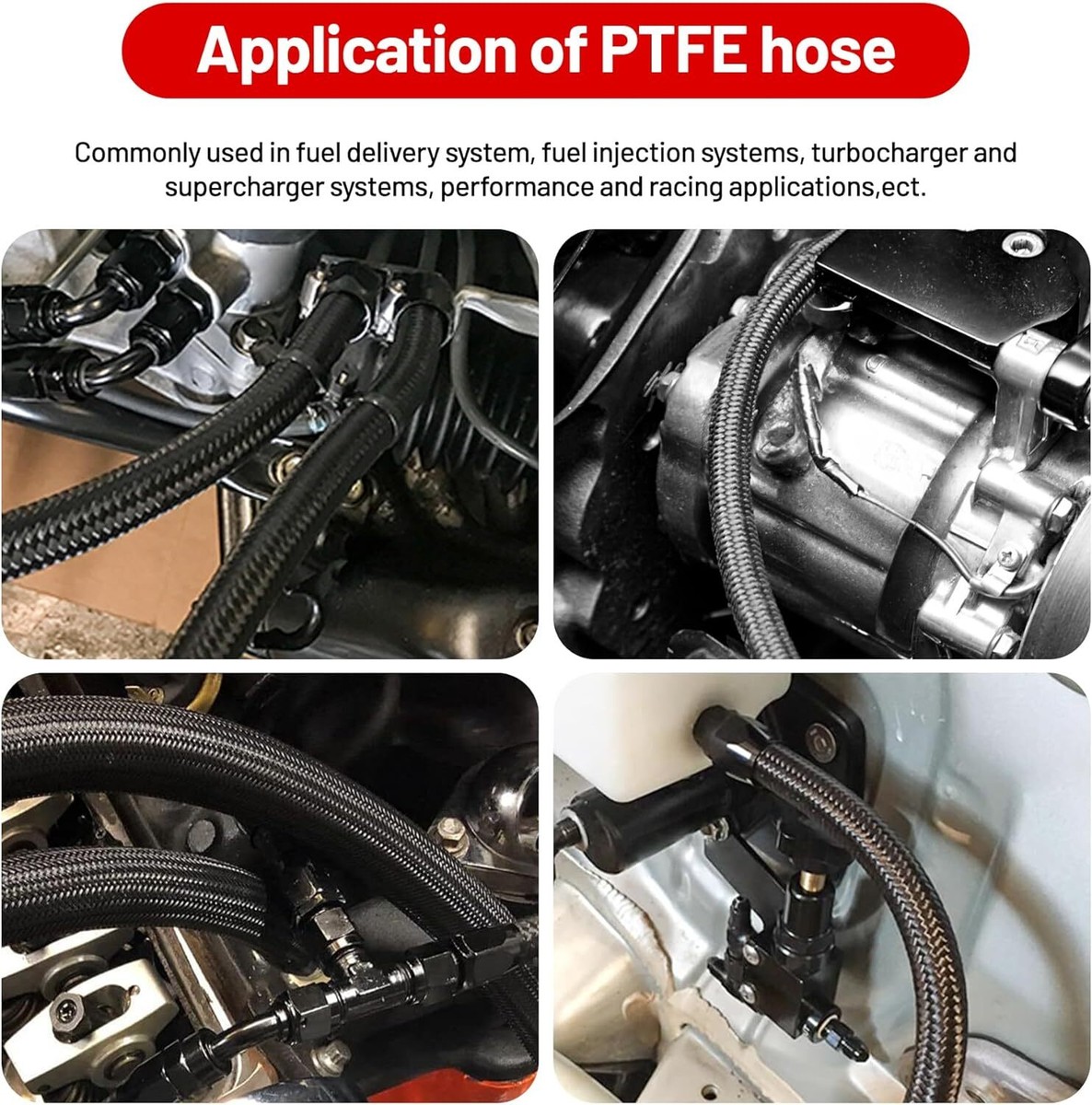 6AN 20FT PTFE Nylon Braided Fuel Line Hose Kit With Fittings LS Swap E85 Compatible