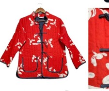 Vintage Circa 2000 Chinese Asian Jacket Womens M Red Floral Quilted Long Sleeve