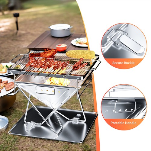 Klappgrill Tragbarer Holzkohlegrill Picknickgrill Camping Klappgrill+Tragetasche - Bild 9 von 15