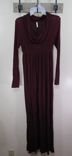 Pink Blush Maxi Dress Size S Purple Long Sleeve Cowl Neck Elastic Waist