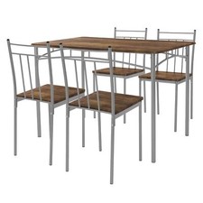 Set table de salle à manger avec 4 chaises 110 cm marron/vintage pieds en acier