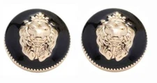 Two New Lion Head Blazer Buttons Jacket Sport Coat Gold Black Metal Shank Unisex