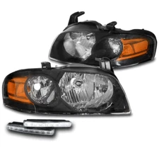 For 04-06 Sentra SE-R Style Black Replacement Headlight Lamp w/LED DRL Kit LH+RH