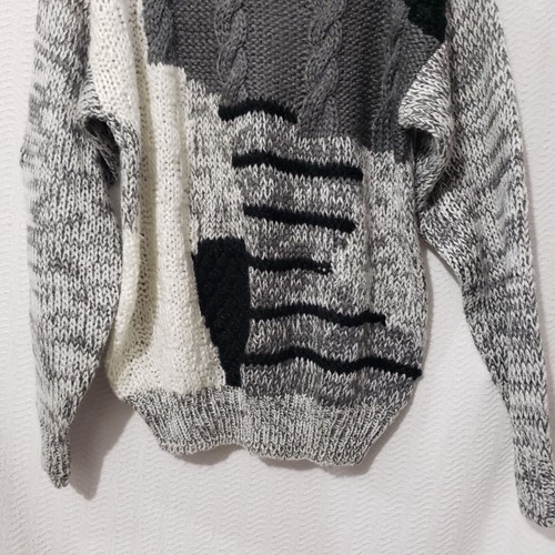 Handknit Oakton Limited Gray White Black Men's Sweater XL - Picture 4 of 11