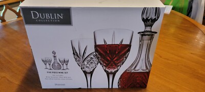 Dublin 5 Piece Crystal Wine Set. Shannon Crystal By Godinger.