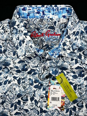 とみー Robert Graham PIERRE Teal Floral $198 L NEW NWT Classic Fit Large