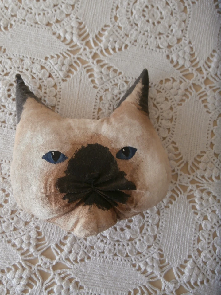 Primitive Siamese Cat Mini Pillow~Shelf Sitter~OOAK~Handcrafted~Unique~Country - Image 2 of 4
