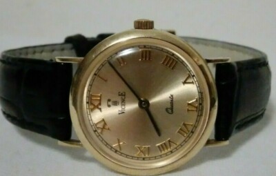 Vintage Vicence  Milor Italian  Quartz Swiss Watch14KYellow Gold 25mm new batter