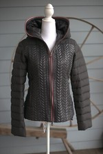 $995 Duvetica Goose Down Woven Wool Blend Puffer Jacket Size 44 Black Mint