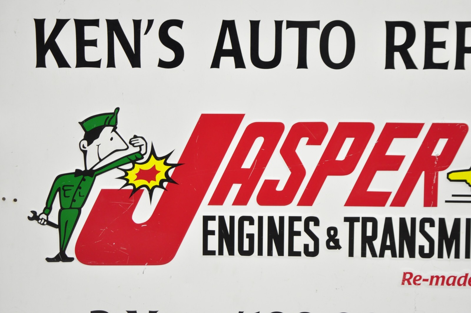 Vintage Jasper Engines & Transmissions Ken's Auto Repair Sheet Metal Retail Sign eBay