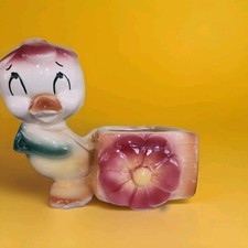 Rare Vintage Ceramic Duck Duckling Pottery Planter