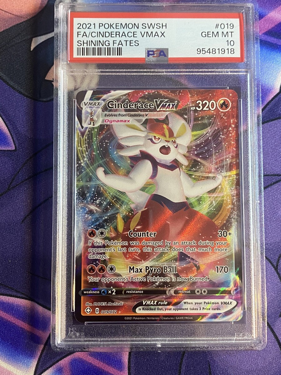 PSA 10 GEM MINT Cinderace VMAX 019/072 Shining Fates FA PSA 10 GEM MINT Cinderace VMAX 019/072 Shining Fates FA