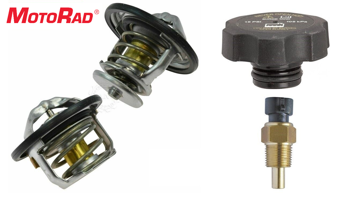 Motorad Thermostat Kit - 185° & 180° Degree Thermostats With Cap And Temp Sender For GMC Pickup Duramax