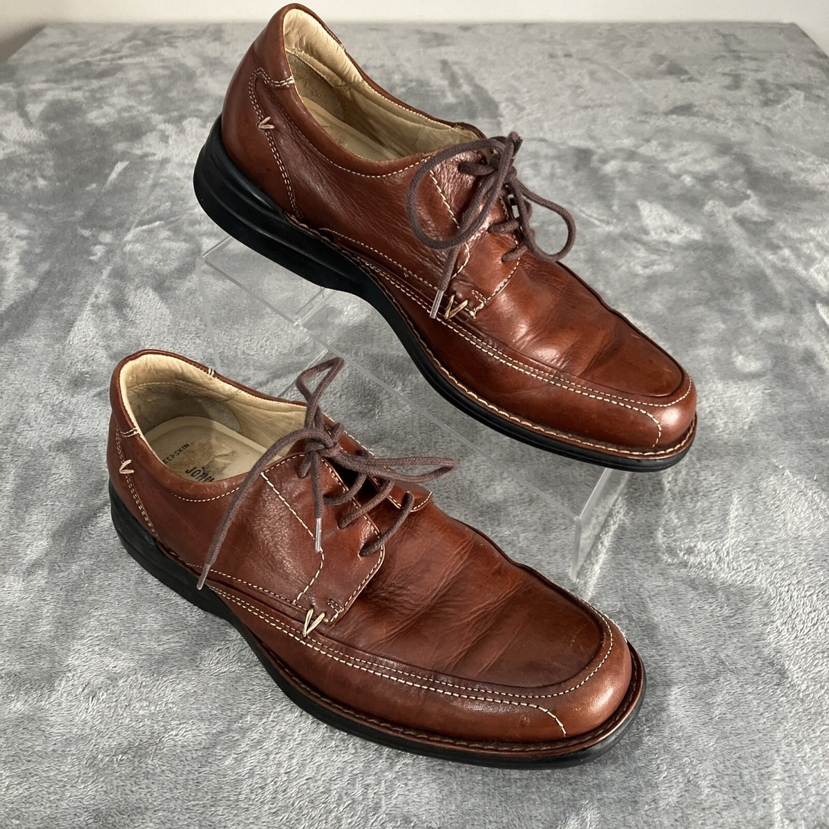 Johnston Murphy Sheepskin Shoes Mens Size Brown Oxford Lace Up 8M