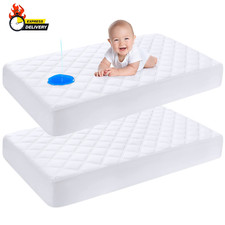 Waterproof Crib Mattress Protector 2 Pack, Quilted Crib Mattress Pad Cover Ultra