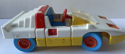 Vintage Chicco First Sportscar Rally Toy Car (Made in Italy) White Blue Yellow