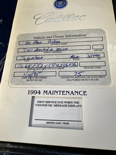 1994 Cadillac Concours Owner’s Manual OEM W/ Trifold Case Calculator Pen+ Extras - Picture 7 of 9