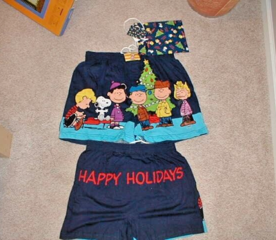 Peanuts Gang Christmas Boxer Shorts w/Gift Bag 'Happy Holidays