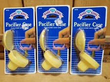 New Baby King Pacifier Convenient Carrying Case Yellow Lot of 3