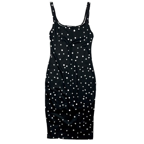 Express Sleeveless Jersey Dress White Gray Grey Polka Dots Extra Small XS |  eBay