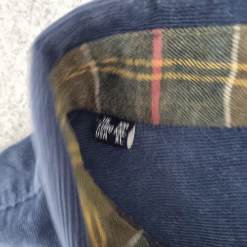 Barbour Shirt Mens XXL Navy Blue Ramsey Tailored Needlecord Corduroy Pocket Soft - Picture 7 of 9