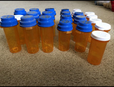 Lot Of 22 Empty Plastic Medicine RX Pill Bottles Misc Sizes