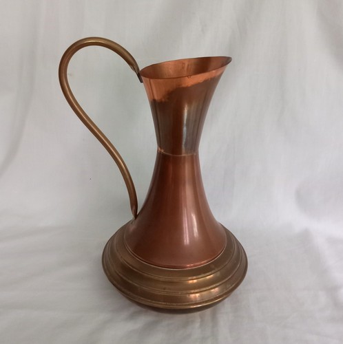 Vintage Copper Plated & Brass Metal jug vase 12.75" - Picture 3 of 5