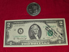 1921 PEACE SILVER DOLLAR AND A US $2 BILL 1976 SERIES DATE STAMPED BY BANK — photo 2