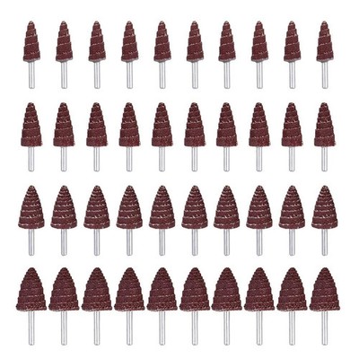 40 Pack 1/4'' Shank 80 Grit Cone Shape Abrasive Sandpaper Flap Sanding Wheel Grin