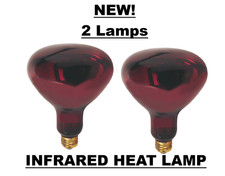 2 pc 250W Watt Infrared Chicken Coop Food Reptile Bathroom Red Heat Lamp R40 E26