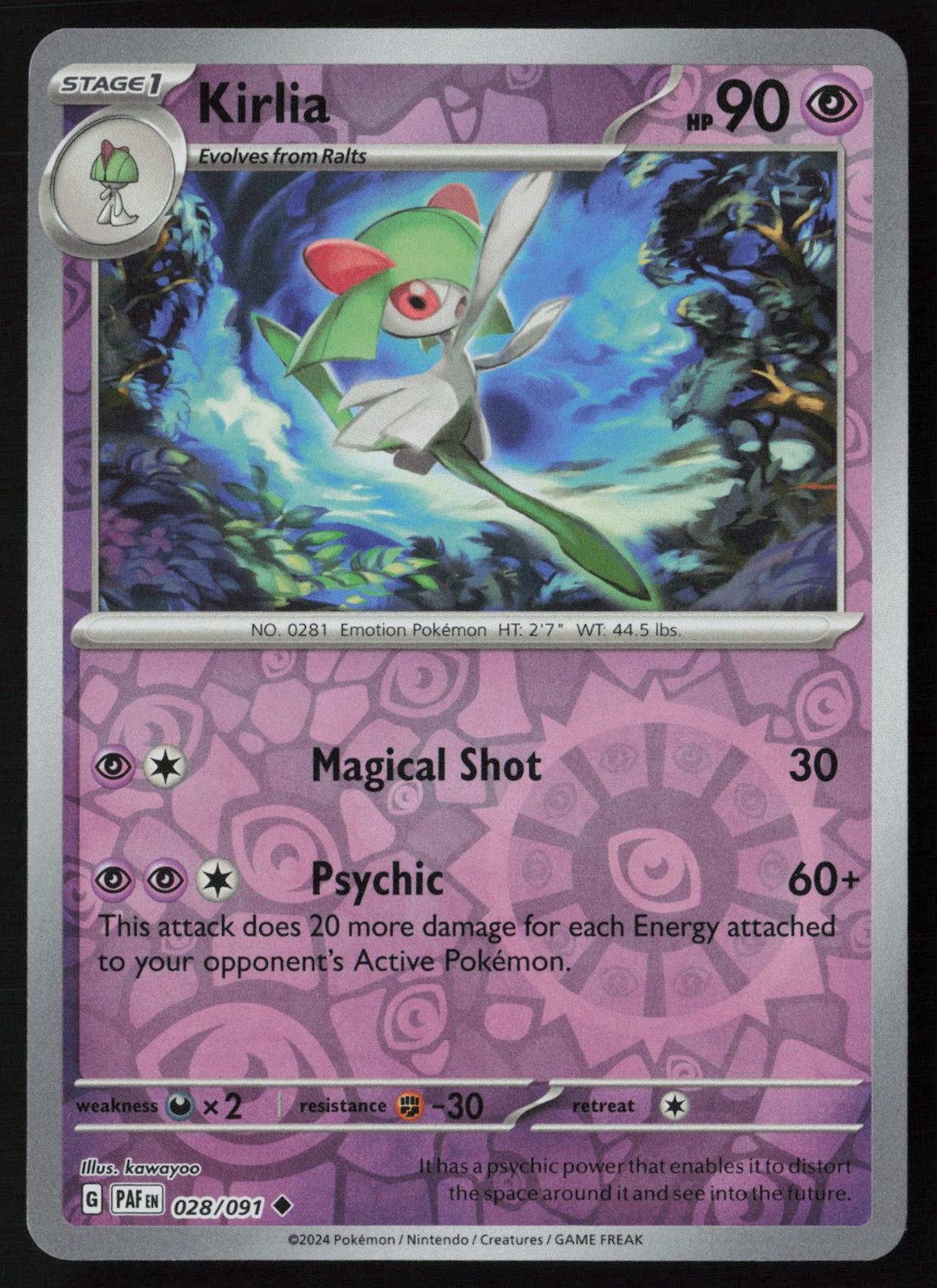 Pokemon Kirlia - 028/091 SV: Paldean Fates Reverse Holo Pack Fresh - NM