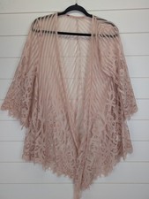Women's Fairy Coquette Kimono Medium Pink Sheer Boho Festival Country Cowgirl