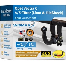 ANHÄNGERKUPPLUNG abnehmbar für Opel Vectra C 02-08 + 13-polig E-Satz ABE