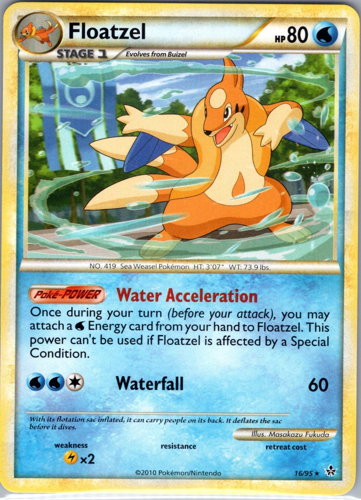 Floatzel 16/95 Rare HGSS Unleashed Pokemon Near Mint