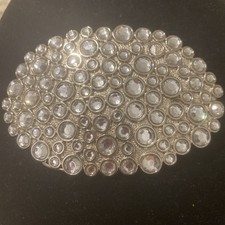 Silver Tone Oval Western Belt Buckle With Rhinestones. READ