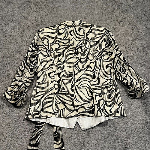 Alex Evenings Collared Neck Tie Waist Printed Blouse Women's LP Large Petite - Picture 9 of 13