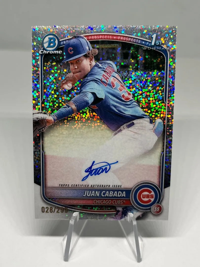 Juan Cabada 2025 Bowman Chrome Speckle Auto /299 Card #CPA-JC Cubs