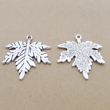 Clearance! 25PCS Antique Silver Tone Leaf, Maple Leaves Charm Pendant JHS52