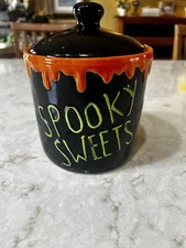 Halloween Spooky Sweets Candy Canister Cookie Jar Orange Slime Decor