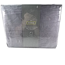 JCP HOME 100% PIMA COTTON SATEEN 1 QUEEN FLAT SHEET 300 TC WARSAW GRAY