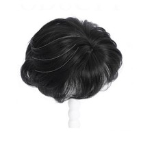Fluffy Natural Black Curly Mono Human Hair Clip in Topper Hair Piece For Women