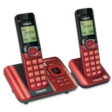VTech Cordless Phone Answering System Caller ID Call Waiting 2 Handsets Red