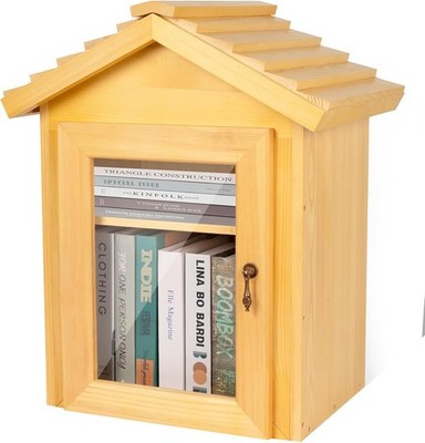 2-Tier Outdoor Library Wooden Book Storage Cabinet for Home and Community Spaces