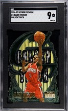 1996-97 SkyBox #4 Allen Iverson Golden Touch Rookie Card Insert SGC 9 MINT. rookie card picture
