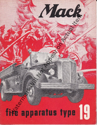 MACK Type 19 Fire Apparatus Sales Brochure Cover Ad Photograph Print 8.5x11''