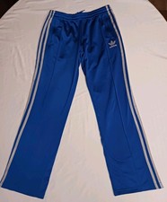 Adidas Women's Blue And Gray Striped Track Pant Size Small Vintage Style