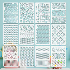 12Pcs Drawing Painting Stencils, Drawing Template Stencil for Crafts Reusable, P