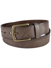 SUN STONE Mens Brown Embroidered Logo Faux Leather Casual Belt M 34-36