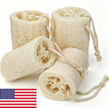 Natural Loofah Sponge 4 Packs , 6  Natural Loofah Exfoliating Body Scrubber E